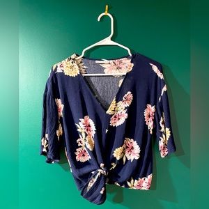 Luq Floral Tie Front Top